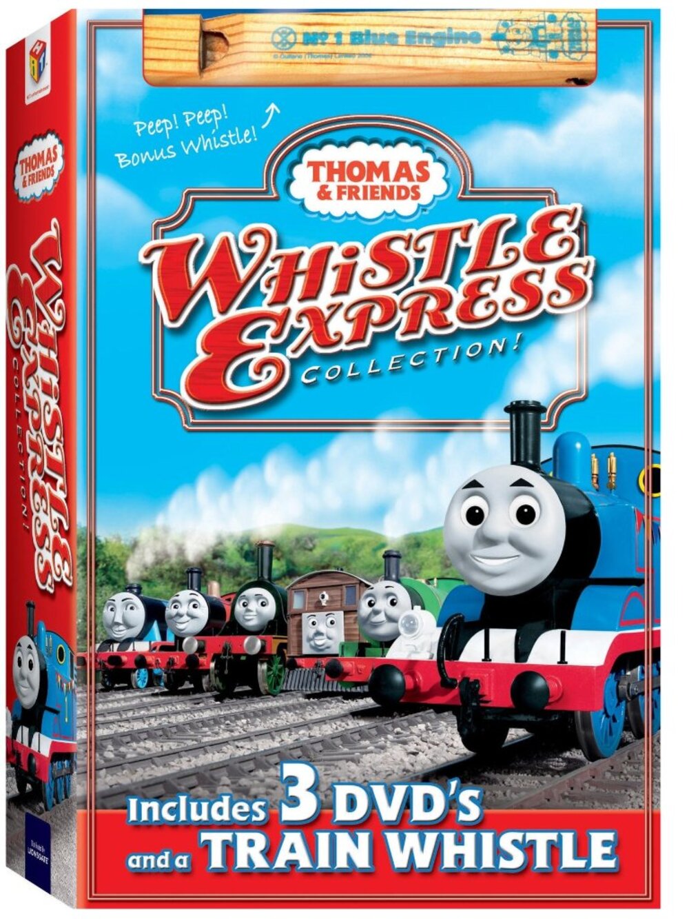3/118❤️Thomas and Friends Whistle Express Collection 3 DVDs + Wooden Whistle